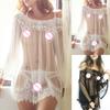 Set de lenjerie de noapte pentru femei sexy din plasă transparentă Babydoll din dantelă