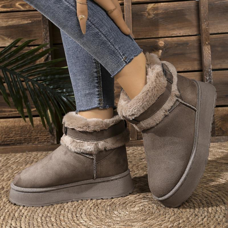 Foreign trade new large size plush thick-soled cotton shoes women's thickened color matching warm short snow boots