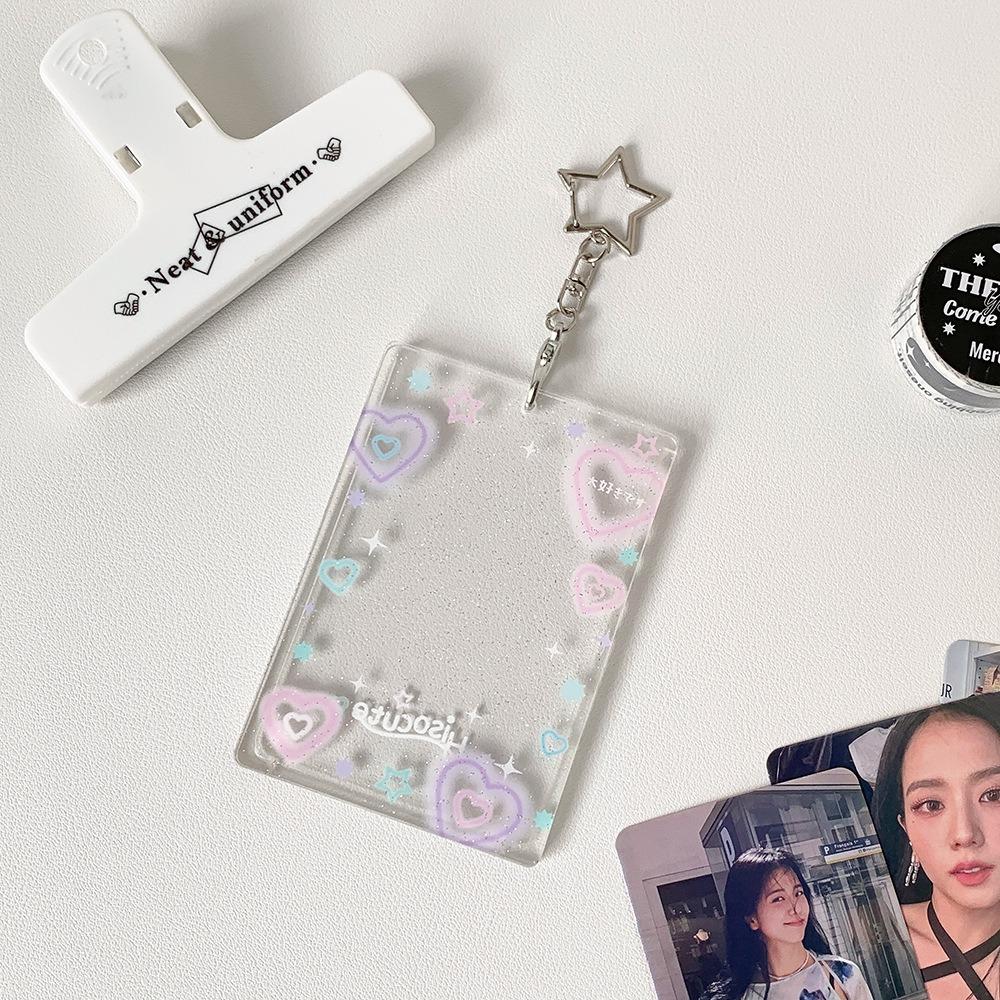 2.7x4.1 Inch Acrylic Photocard Holder Transparent with Keychain Photo Card Case Protetion Cover Ins