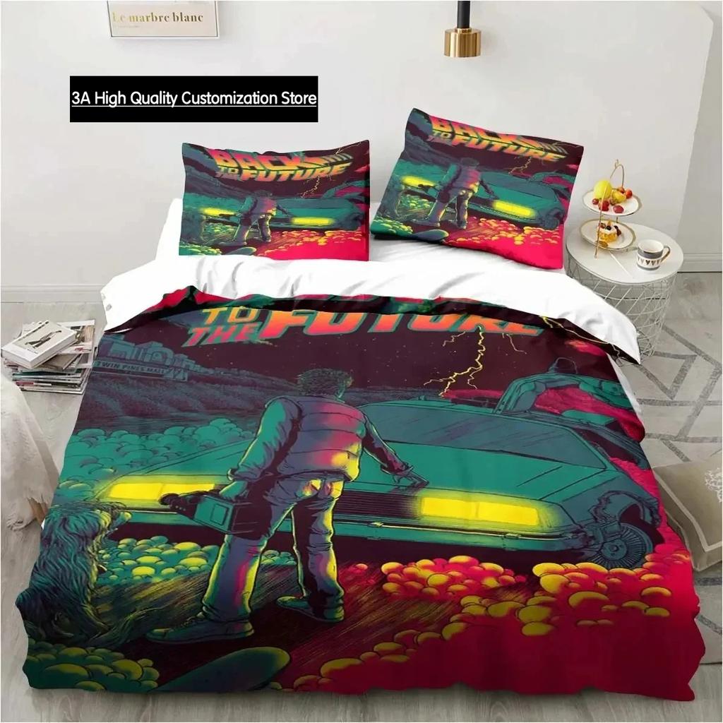 Back To The Future Classic Movie Retro Bedding Set Bed Three Piece Set Single Double Bed Queen Size King Quilt Cover Boy Gift