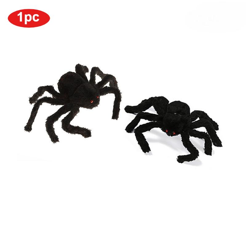 Araignée Noire Extra Large pour Halloween, Décoration de Fête Toile d'Araignée Géante Accessoire, Araignée Peluche Réaliste, Convient pour la Maison la Chambre à Coucher