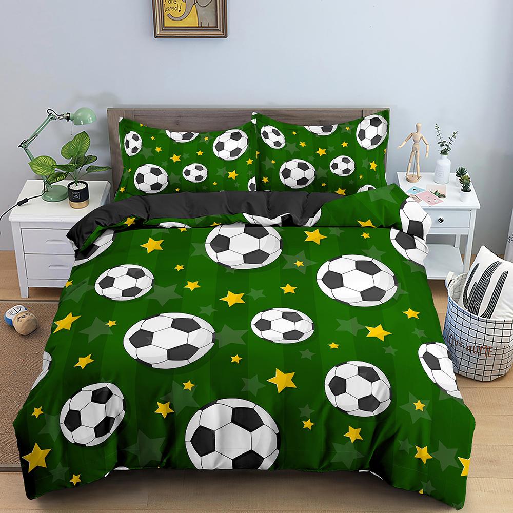 Set husă de plapumă imprimată Baschet Fotbal Mărime Queen King Poliester Husă de plapumă Set de lenjerie de pat sport pentru Copii Băieți Fete Adolescenți