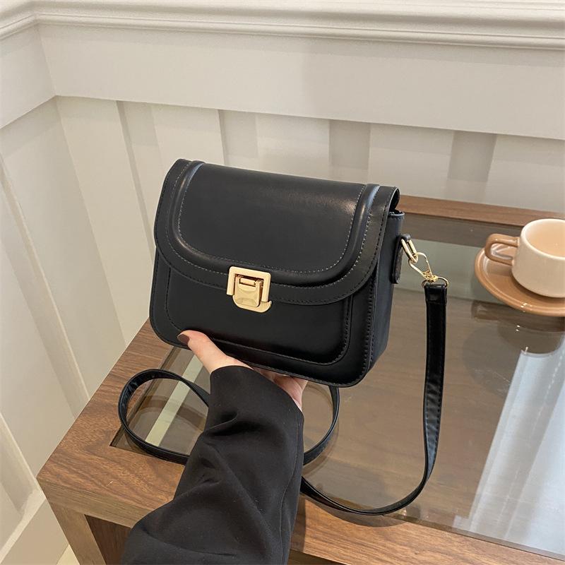 Bag Fashion Small Square Bag Textured Pu Shoulder Bag Simple Retro Crossbody Bag Niche Versatile Women'S Bag