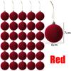 30/1pcs Wine Red Velvet Christmas Balls Flocked Xmas Ball Xmas Tree Hanging Pendents Navidad Festival Party Home Decor Supplies