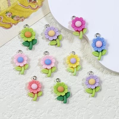 Resin Sunflower Pendant Mixed Color Pendant Handmade Jewelry Chain Pendant
