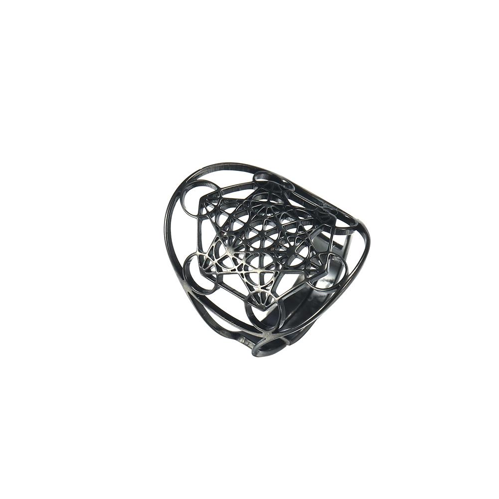 Verstelbare Engel Seal Aartsengel Metatron Kubus Ring Roestvrij Staal Heilige Geometrie Spirituele Sieraden Cadeau voor Mannen Vrouwen
