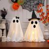 Cute Witch Hat Ghost Decor Spooky Light Up Halloween Ghost Decorations for Indoor Home Mantel Shelf Diy Ghost Tabletop Decor
