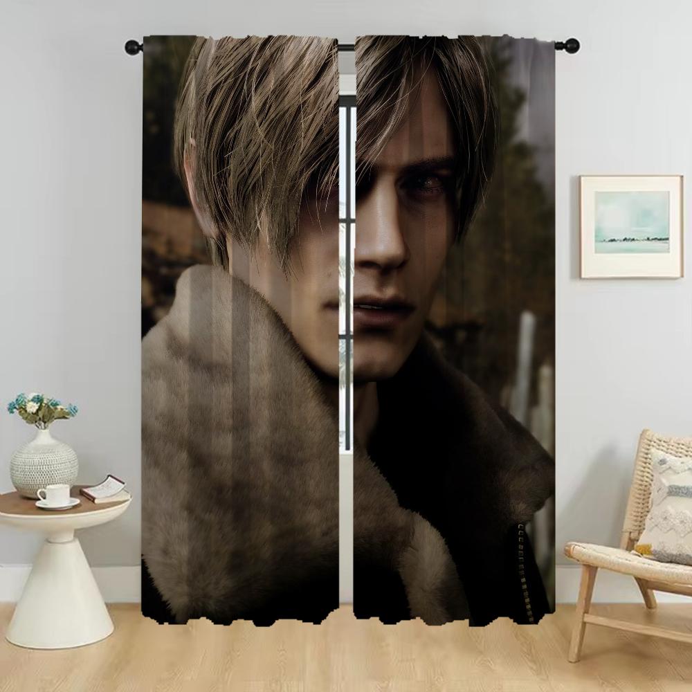 Partition Leon-Kennedy Blackout Curtains for Living Room Curtain Halloween Decoration Tulle for Bedroom Shades Curtains 2 Pieces