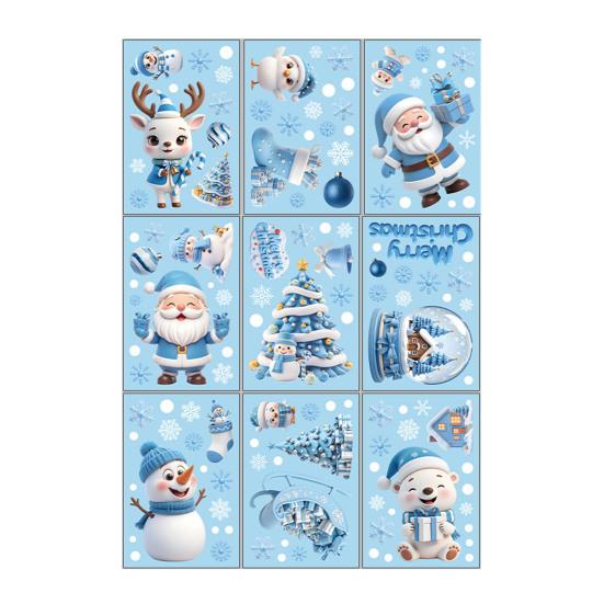 9 Sheets/Set Christmas Window Cling Removable Waterproof PVC Winter Merry Christmas Static Glass Sticker Holiday Party Decoration Decal