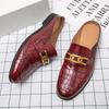 Luxury Designer Casual Moccasins Sandals Mens Anti-slip Flat Half Shoes for Men Loafers Leather Slippers Breathable Mules Slides