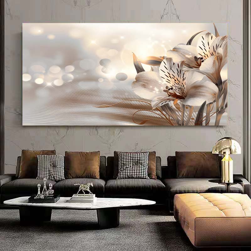 Leinwanddrucke Bilder Wohnzimmer Wandkunst Lilien Blumen Malerei Heimdekor Modular Schönes Blumenposter