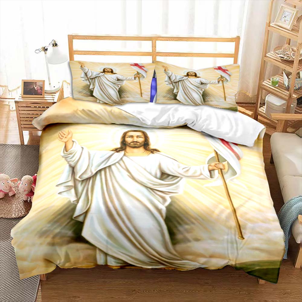 Set lenjerie de pat Iisus Fecioara Maria Set lenjerie de pat pentru dormitor pat simplu Plapumă Copii Adulți Pătură pat Huse de plapumă Dublu King Plapumă Decor casă