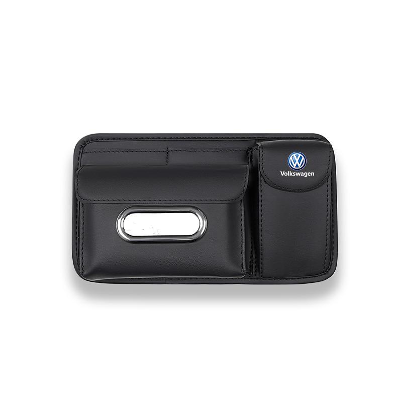 Car Sun Visor Tissue Box Leather Tissue Storage Bag Wallet For VW GTI Polo Golf Passat Tiguan Arteon Jetta Beetle T-ROC ID.4 CC Zw2