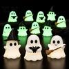Themed Baking Decorations Halloween Luminous Mini Ghost Figurines, Glow In The Dark Cute Figurine Miniature Statue for Micro Landscape, Tiered