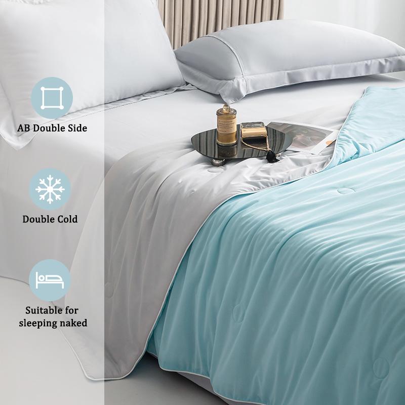Summer Cooling Blanket Lightweight Silky Air Conditioner Solid Color Quilt Breathable Quilt Core Quilted Cooling Blanket