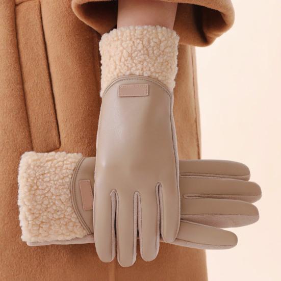 2Pcs Women Faux Leather Gloves Waterproof Windproof Touchscreen Outdoor Cycling Gloves Winter Cold Weather Warm Thick Thermal Gloves