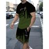 Conjunto de camiseta informal de manga corta con cuello redondo para hombre, nuevo