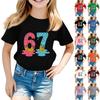Barnmode Vardaglig Tryckt Hals Kortärmad T-shirt Topp