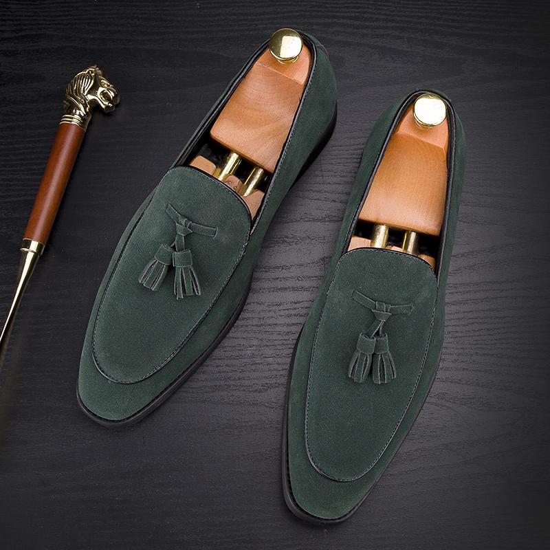 Fashion British Style Men's Pointed Tassel Casual Leather Shoes Fashion Brand Suede Leather Comfortable Formal Business Leather Shoes