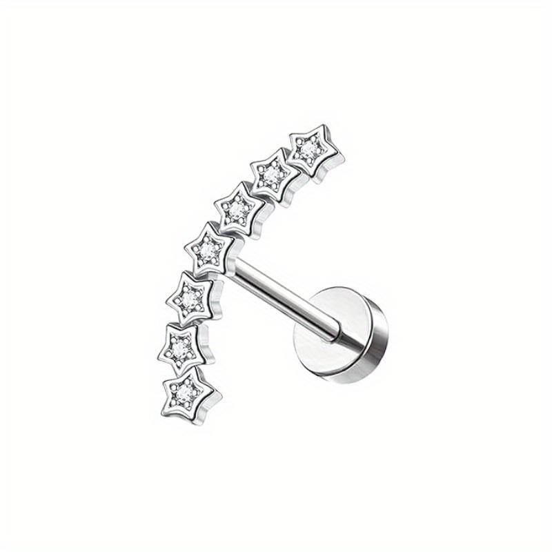 Drperfect Stainless Steel Cartilage Stud Earrings for Women Opal Star Pearl Flower Jewelry
