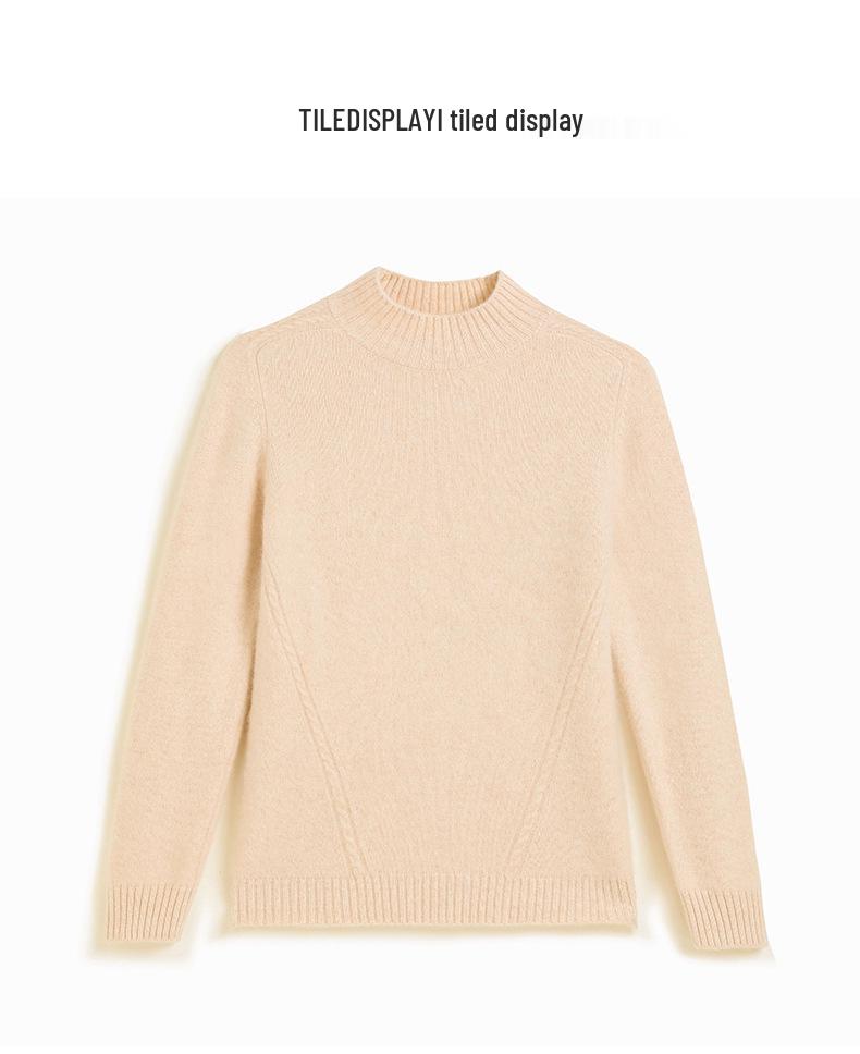 2024 Autumn/Winter Women's High Neck Cashmere Sweater – Saddle Shoulder, Warm Knit Base Layer