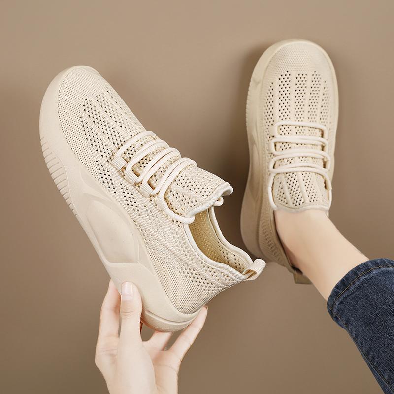 Oddychające nowe wiosenno-jesienne buty z siatki fly-woven, ażurowe, letnie, lekkie buty sportowe, miękka podeszwa