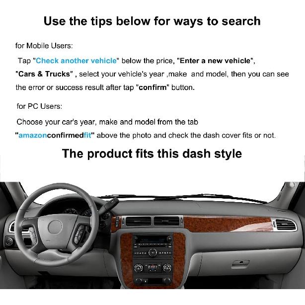 Dash Cover Mat Fit For 2007-2014 GMC Yukon Sierra SLT Denali,2007-2013 Chevy Chevrolet Silverado 1500 2500HD 3500HD LTZ/Avalanche/Suburban,07-14