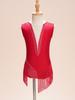Kids Rhythmic Gymnastics Costume Sparkly Tassel Leotard for Dance Performances