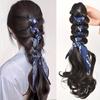Synthetic Long Wavy Ponytail Extension Hairpiece Ribbon Claw Clip Ponytail for Women Heat Resistant Pony Tail Clip Fake Hair