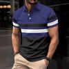Summer Polo Shirt Horizontal Stripes Lapel Men's Sports Tops
