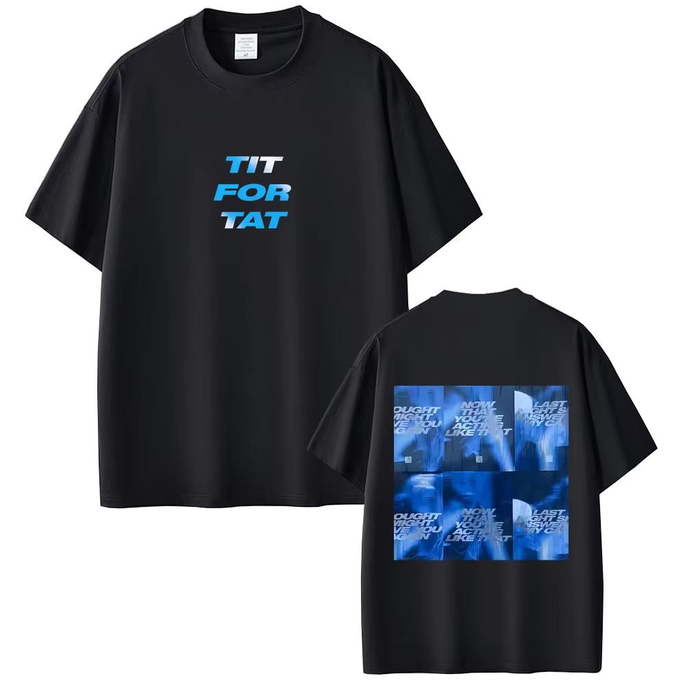 Tate McRae TiT for Tat Graphic T Shirt Men Women Hip Hop Fashion Pop Music Tshirt Unisex Casual Pure Cotton Short Sleeve Top