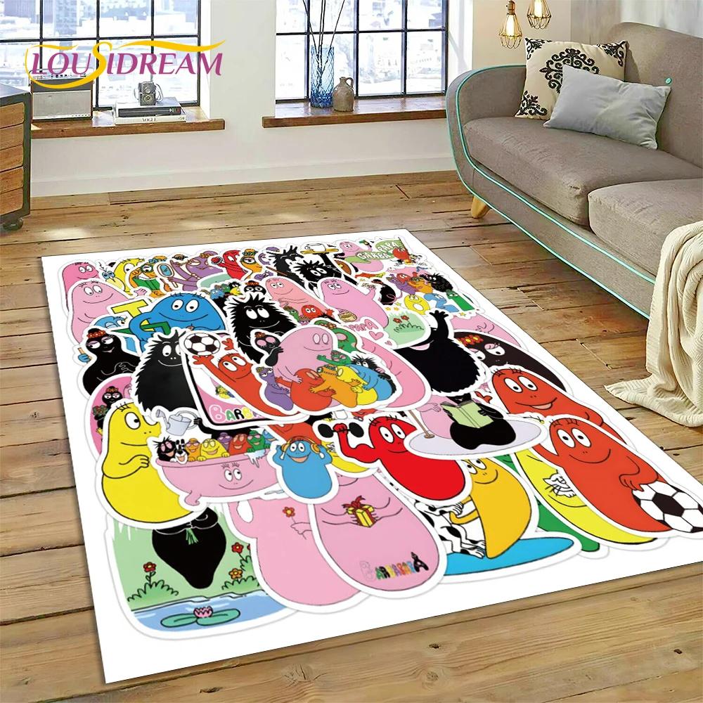 3D kreslený koberček Les Barbapapa Family HD Koberec pre obývaciu izbu Spálňa Domáce dekorácie, Podložka protišmyková dekorácia na pohovku Darček pre deti
