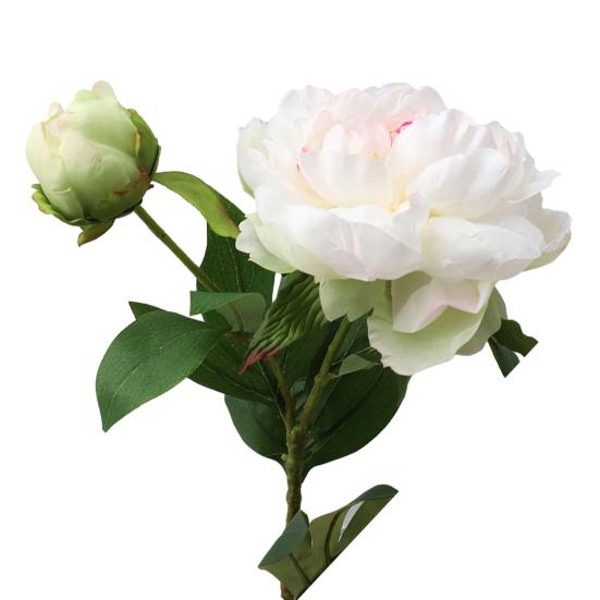 Artificial Flowers 2-Head Silk Peony Branches Adjustable Plastic Stems Realistic Veins Soft Color Gradient Long-Lasting Home Hotel Wedding Decor