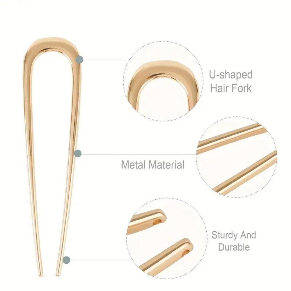 2 Piezas Horquilla para el Cabello en Forma de U Ayuda Multifuncional para el Peinado Pasador Pinza para el Cabello Sencilla Accesorios para el Cabello