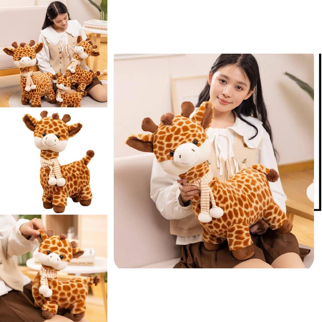 Cute Giraffe Plush Doll High Quality Short Plush Stuffed Animal Scarf Toy For Children