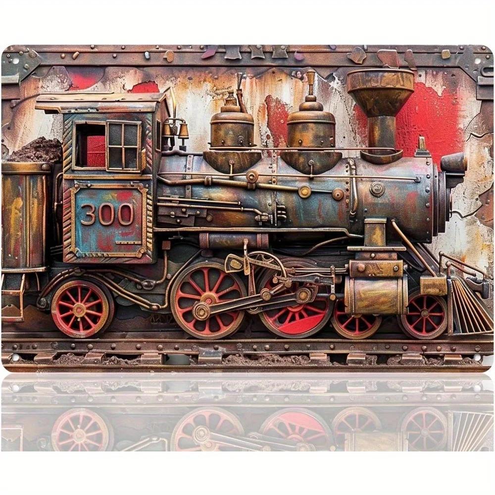 Vintage 3D Klassisches Auto Zug Poster Metall Blechschild Plakette Hotel Café Wandpaneel Garage Club Man Cave Bar Dekoration