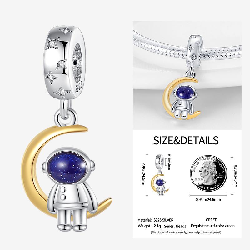 Latest In Star Moon Sun Charm Bead Elements Suitable For Pandach Authentic Bracelet Style Women Genuine Copper Pendant Piece Bead Components Jewelry
