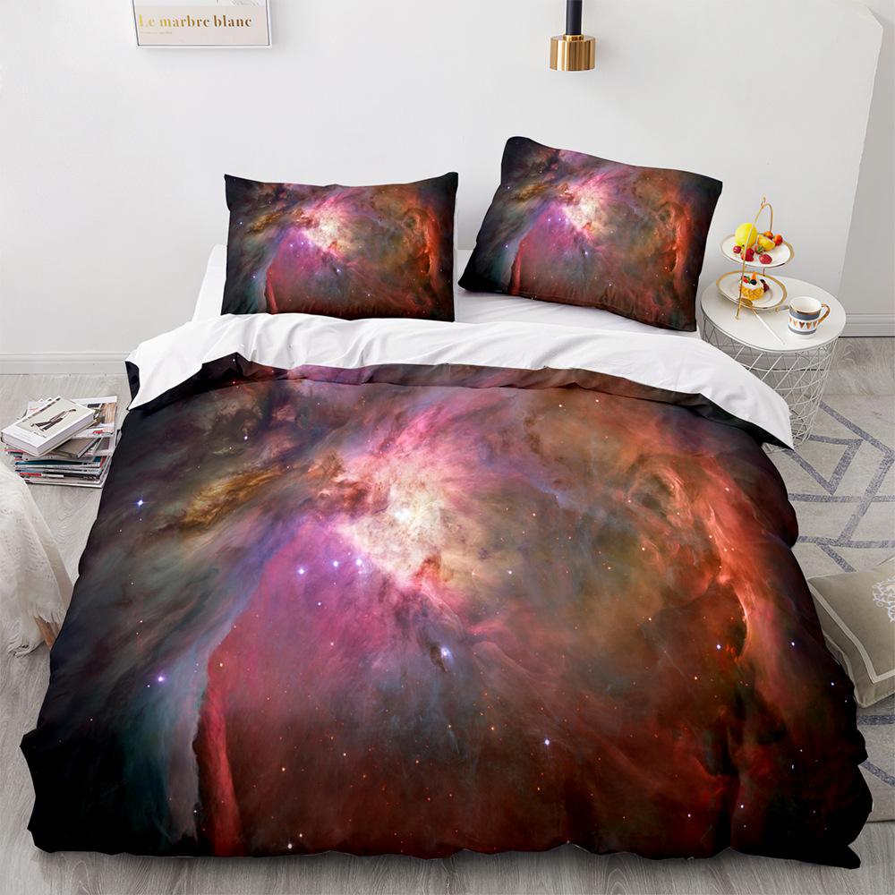 Starry Sky Duvet Cover Set King/Queen Size Night Sky Galaxy Blue Purple Soft Bedding Set Romantic Star Polyester Quilt Cover