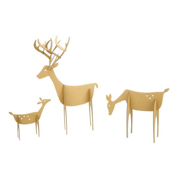 MégaCréa DIY - Cardboard Deer To Assemble 15.5 To 37.5 Cm 3 Pieces