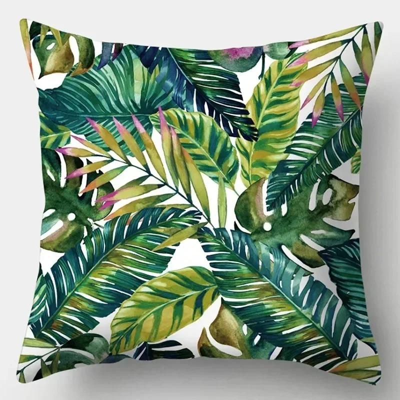 Living Room Luxury Art Home Sofa Simple Cushion Pillowcase Tropical Plant Print Decorative Cushion Cover