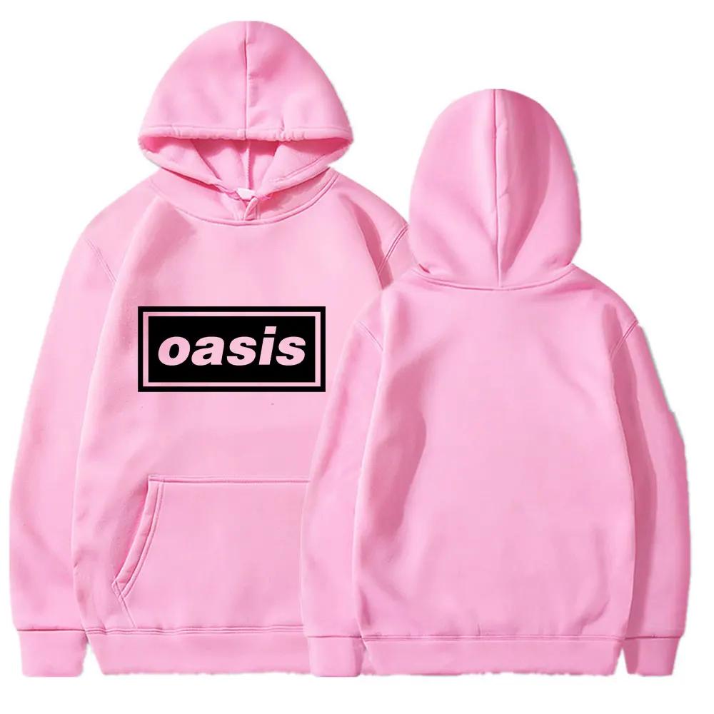 O-Oasis Men's Hooded Sweatshirt Retro British Rock Band Casual Hoodie