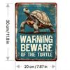 Tin Sign Warning Beware of the Turtle Vintage Beach Retro Metal Plaque Rustic Wall Decor for Home Bar Garage Office