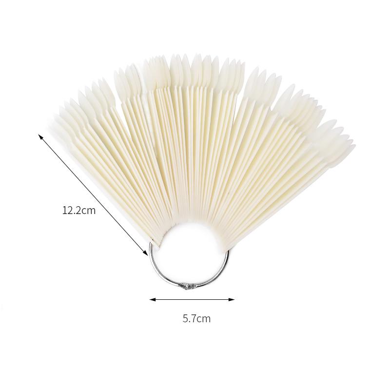50pcs Oval False Display Nail Art Fan Wheel Practice Board Tip Stick Nail Powder Glitter Color Chart
