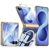 Funda Protectora Samsung Galaxy Z Flip 8 con Cobertura Completa de Bisagra, Soporte Magnético y Diseño a Prueba de Golpes - Azul