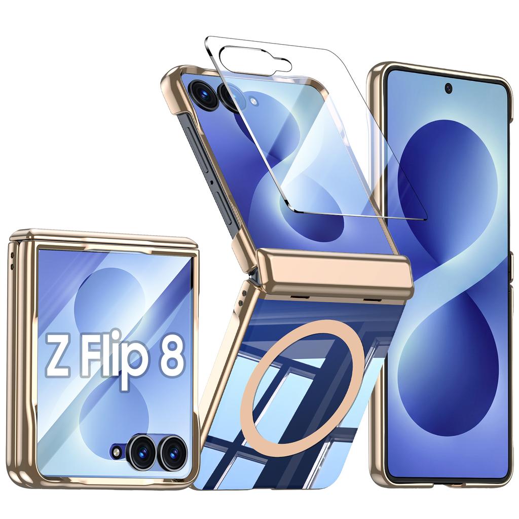 Funda Protectora Samsung Galaxy Z Flip 8 con Cobertura Completa de Bisagra, Soporte Magnético y Diseño a Prueba de Golpes - Azul