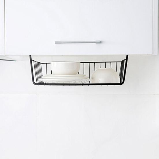 Hanging Basket Strong Load-bearing Large Capacity Simple Installation Under-Cabinet Shelf Organizer Slide-in Storage Basket