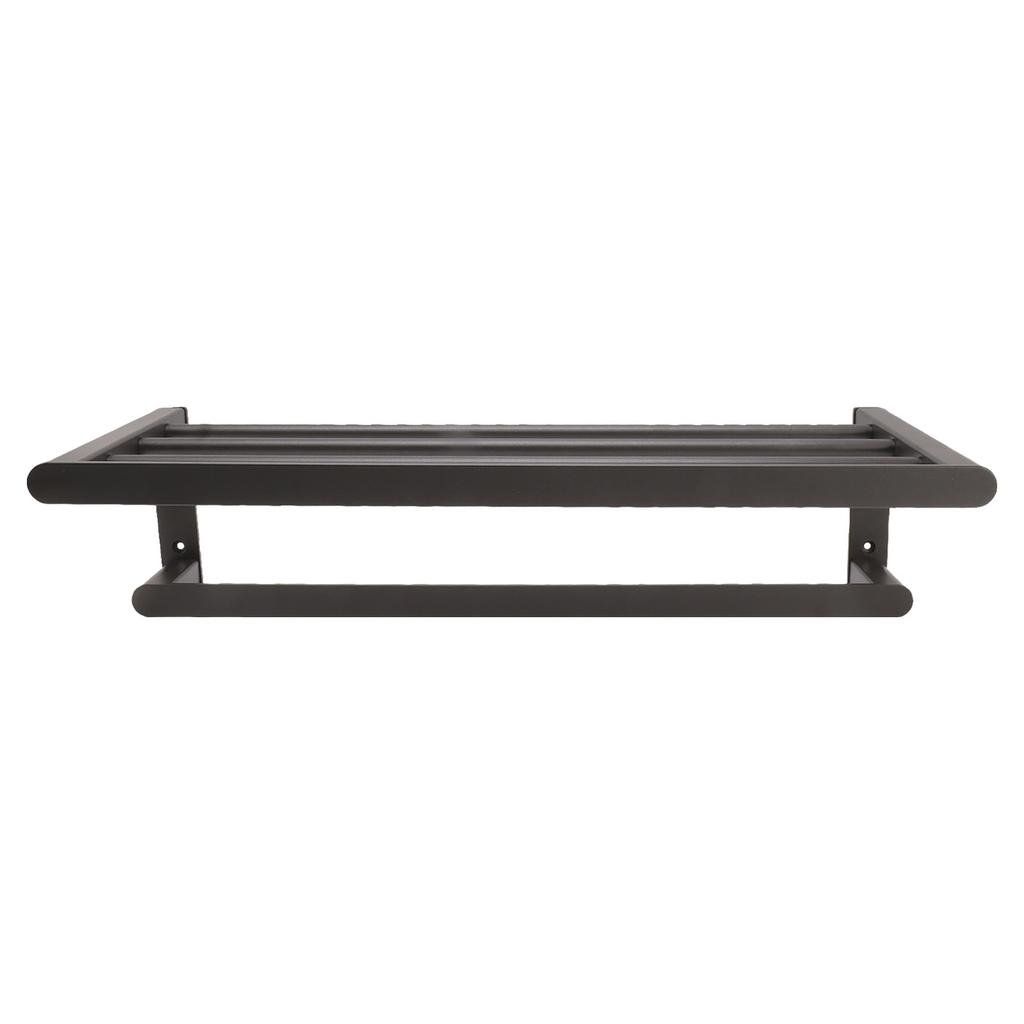 Bath Shelves Bathroom Towel Rack Space Aluminum Towel Shelf Wall Mount Drill Black
