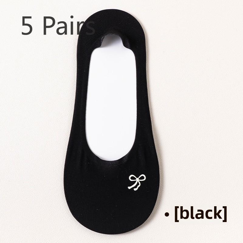 5 Pairs of Women's Summer Thin Cotton Sole Ice Silk Non Slip Invisible Socks