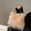 Faux Fur Tassel Women's Handbags Furry Shoulder Bag Sweet Pink Ladies Soft Plush Tote Crossbody Bags Purse Winter Fashion Female