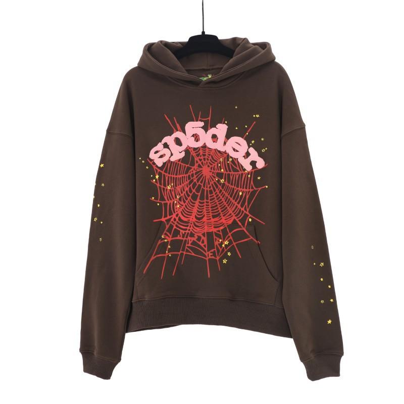 Felpa Sp5der Uomo Oversize Cotone Pullover Con Stampa Puff Stile Streetwear Hip Hop